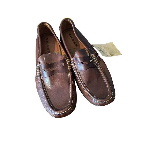 Brand New Trask Men's Size 9 Brown Leather Penny Loafer Driver Dress Shoes